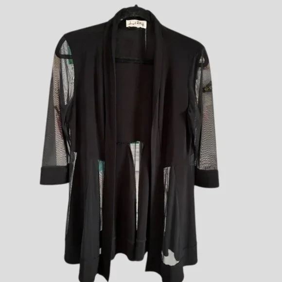 Joseph Ribkoff Black Mesh Cover Up - Picture 6 of 15